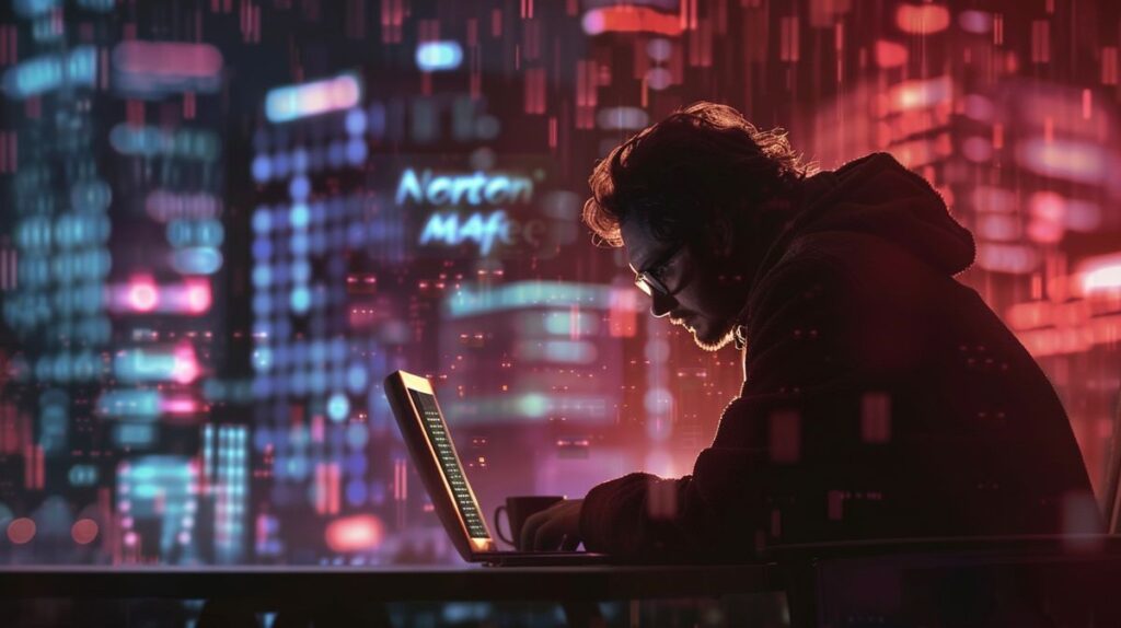 Antivirus-Softwaremarken Norton und McAfee in Textform