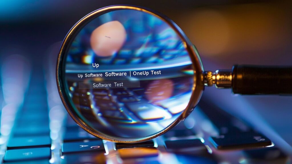 SEO-optimierter Alt-Text für OneUp Software Test Bild