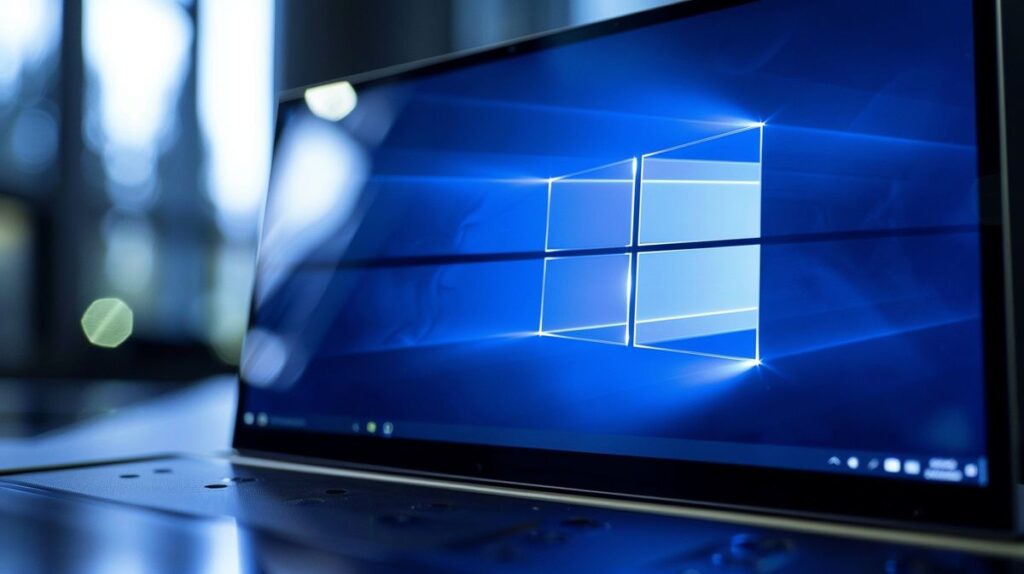 Fragezeichen über dem Text 'wann kommt Windows 12' auf einem Computerbildschirm